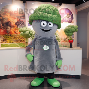 Grå Broccoli maskot kostym...