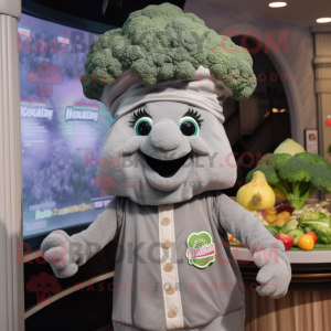 Grå Broccoli maskot kostume...