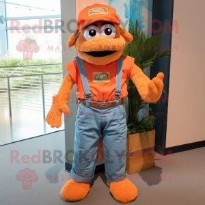 Orange Jambalaya mascot costume character dressed with a Denim Shorts and Anklets