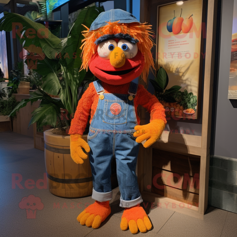 Orange Jambalaya mascot costume character dressed with a Denim Shorts and Anklets