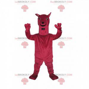 Very cheerful fuchsia large dog mascot. Big dog costume -