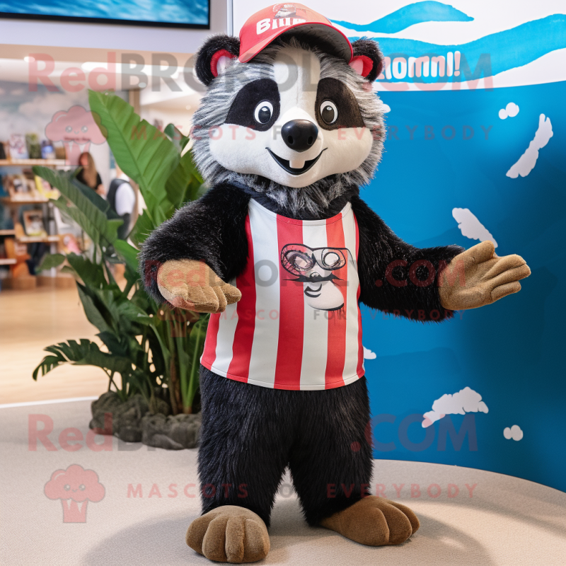 nan Badger mascot costume character dressed with a Bikini and Beanies nan Badger mascot costume character dressed with a Bikini and Beanies