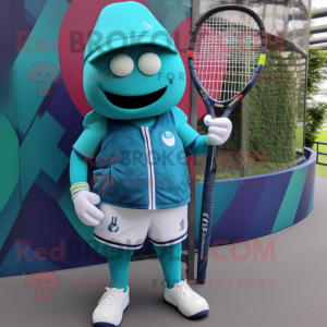 Teal tennisracket mascotte...