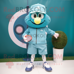 Teal tennisracket mascotte...