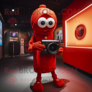 Rød kameramaskot kostume...