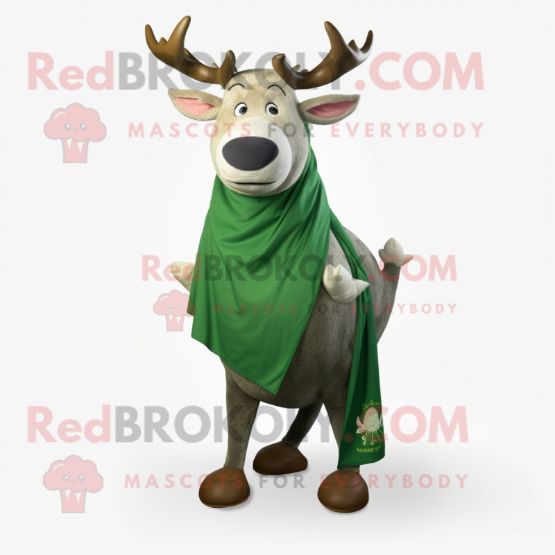 Green Elk mascot costume character dressed with a Oxford Shirt and Shawl pins Green Elk mascot costume character dressed with a Oxford Shirt and Shawl pins