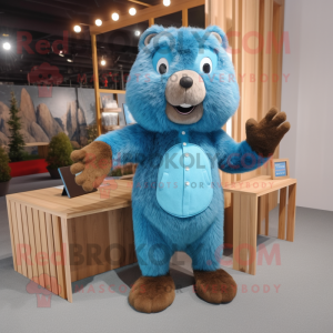 Blue Beaver maskot kostym...