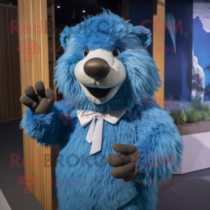 Blue Beaver maskot kostume...