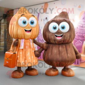 Rust Candy mascot costume character dressed with a Wrap Dress and Handbags