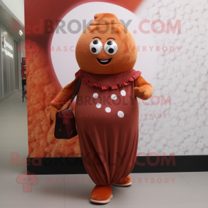 Rust Candy mascot costume character dressed with a Wrap Dress and Handbags