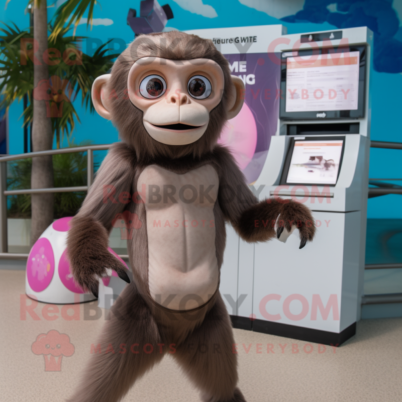 Gray Capuchin Monkey mascot costume character dressed with a Bikini and Smartwatches