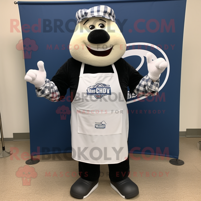 Navy Bbq Ribs mascot costume character dressed with a Poplin Shirt and Shawl pins Navy Bbq Ribs mascot costume character dressed with a Poplin Shirt and Shawl pins