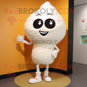 White Fried Rice mascot costume character dressed with a Swimwear and Shoe laces