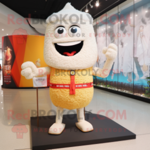 White Fried Rice mascot costume character dressed with a Swimwear and Shoe laces