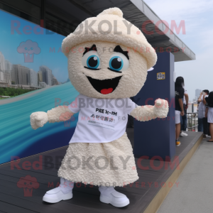 White Fried Rice mascot costume character dressed with a Swimwear and Shoe laces