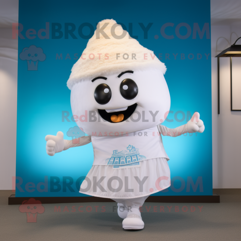 White Fried Rice mascot costume character dressed with a Swimwear and Shoe laces