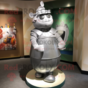 Silver Golf Bag mascot costume character dressed with a Dress and Headbands