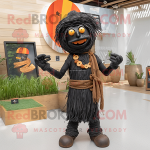 Black Scarecrow mascot costume character dressed with a Tank Top and Bracelets