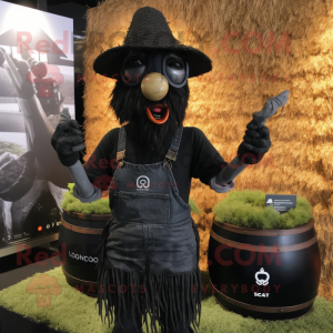 Black Scarecrow mascot costume character dressed with a Tank Top and Bracelets