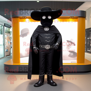 Sort Cowboy maskot kostume...