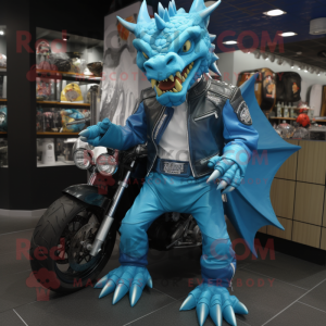 Cyan Dragon maskot kostume...