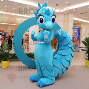 Cyan Sea Horse mascotte...