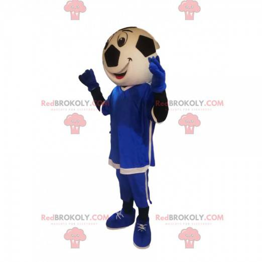 Karaktermascotte met een grappig voetbalbalhoofd -