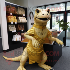 Guld Komodo Dragon maskot...