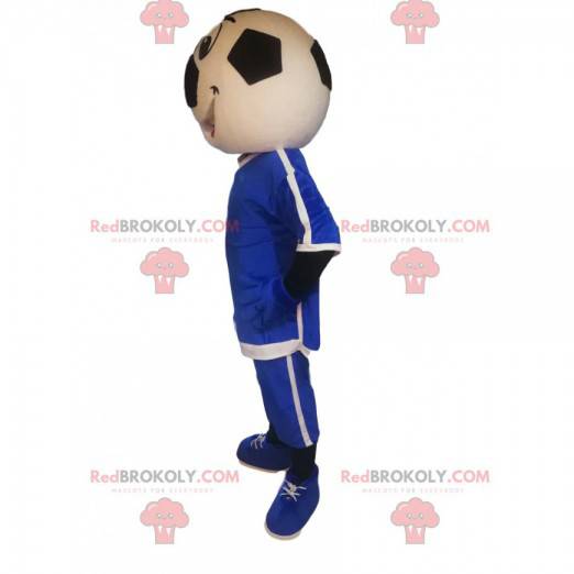 Karaktermascotte met een grappig voetbalbalhoofd -