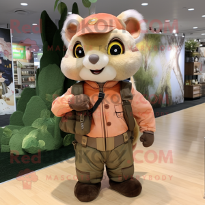 Peach Flying Squirrel mascot costume character dressed with a Cargo Pants and Brooches