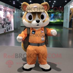 Peach Flying Squirrel mascot costume character dressed with a Cargo Pants and Brooches