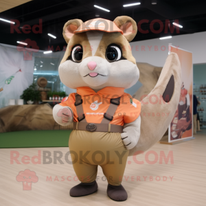 Peach Flying Squirrel mascot costume character dressed with a Cargo Pants and Brooches