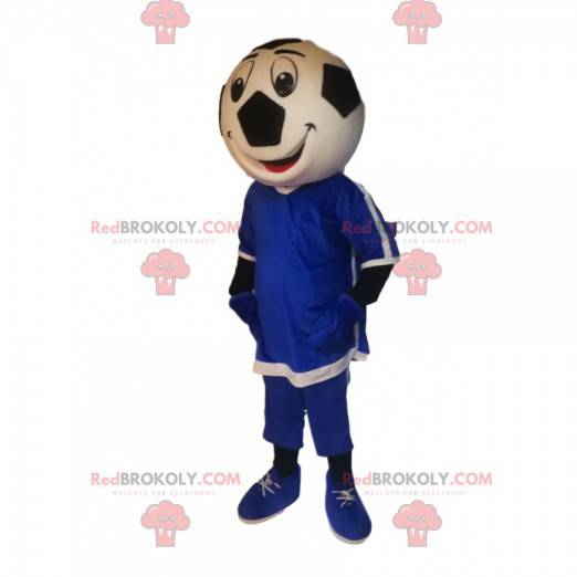 Karaktermascotte met een grappig voetbalbalhoofd -