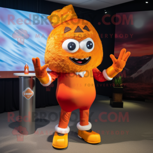 Orange Burgers mascot costume character dressed with a Jumpsuit and Bracelets