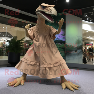 Beige Velociraptor mascotte...