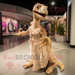 Beige Velociraptor mascotte...