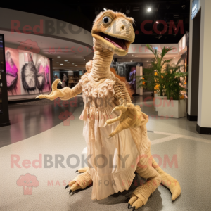 Beige Velociraptor maskot...
