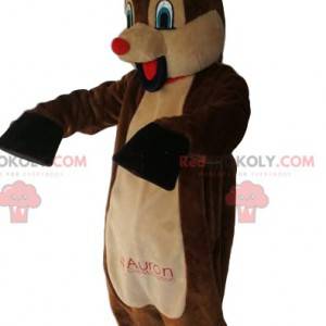 Comical reindeer mascot with its red muzzle. Reindeer costume -