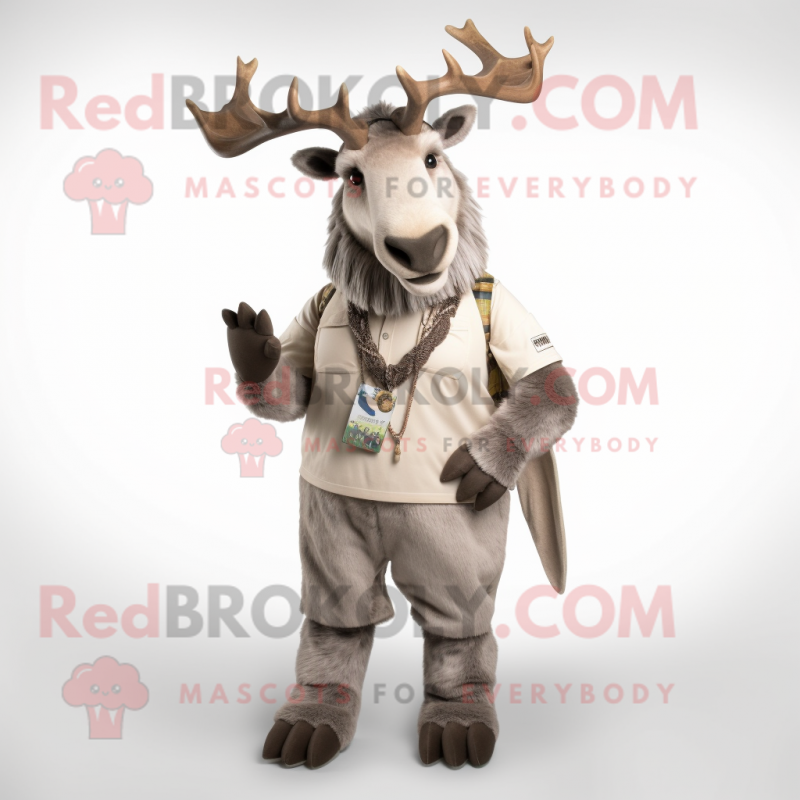 Gray Elk mascot costume character dressed with a Chinos and Bracelets Gray Elk mascot costume character dressed with a Chinos and Bracelets