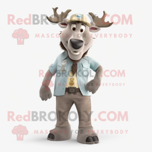 Gray Elk mascot costume character dressed with a Chinos and Bracelets