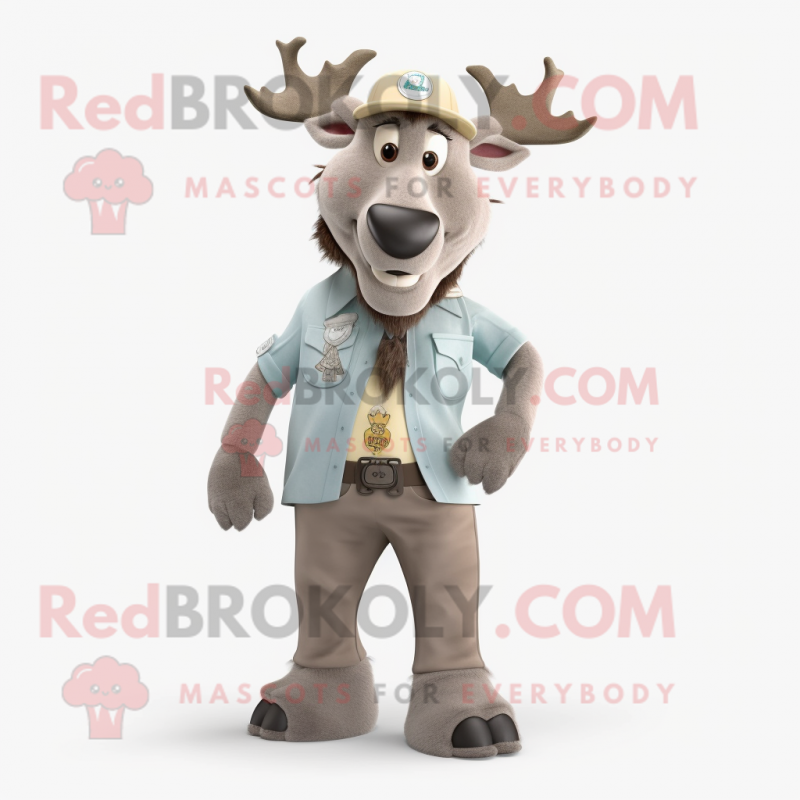 Gray Elk mascot costume character dressed with a Chinos and Bracelets Gray Elk mascot costume character dressed with a Chinos and Bracelets
