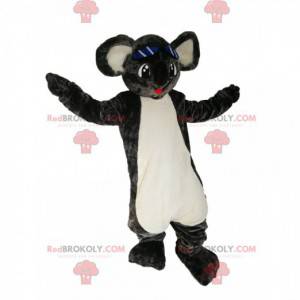 Gray koala mascot with a big smile. Koala costume -