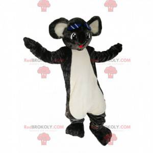 Grijze koala-mascotte met een grote glimlach. Koala kostuum -