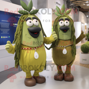 Olive Chief mascot costume character dressed with a Maxi Dress and Smartwatches