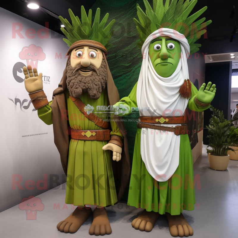 Olive Chief mascot costume character dressed with a Maxi Dress and Smartwatches