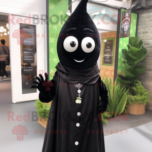 Black Asparagus mascot costume character dressed with a Dress Shirt and Necklaces