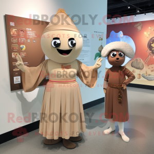 Tan Pho mascot costume character dressed with a Midi Dress and Cummerbunds
