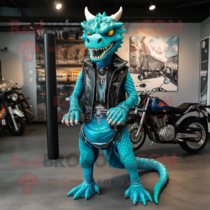 Turquoise draak mascotte...