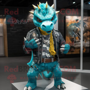 Turquoise draak mascotte...