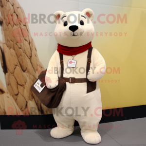 Beige Ermine mascot costume character dressed with a Dress Pants and Wallets